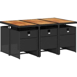 VIDAXL - Ensemble à manger de jardin coussins 7pcs noir résine tressée