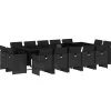 VIDAXL - Ensemble à manger de jardin 15 pcs coussins noir résine tressée