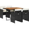 VIDAXL - Ensemble à manger de jardin coussins 5pcs noir résine tressée