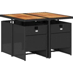VIDAXL - Ensemble à manger de jardin coussins 5pcs noir résine tressée