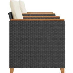VIDAXL - Ensemble de bistro 3 pcs et coussins noir résine tressée acacia