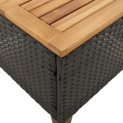 VIDAXL - Ensemble de bistro 3 pcs et coussins noir résine tressée acacia