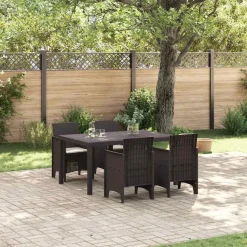 VIDAXL - Ensemble de salle à manger pour jardin 5 pcs marron rattan polt