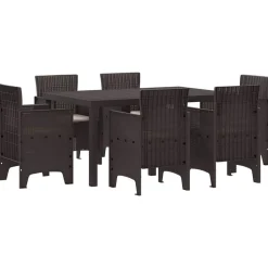 VIDAXL - Ensemble de salle à manger pour jardin 7 pcs marron rattan polt