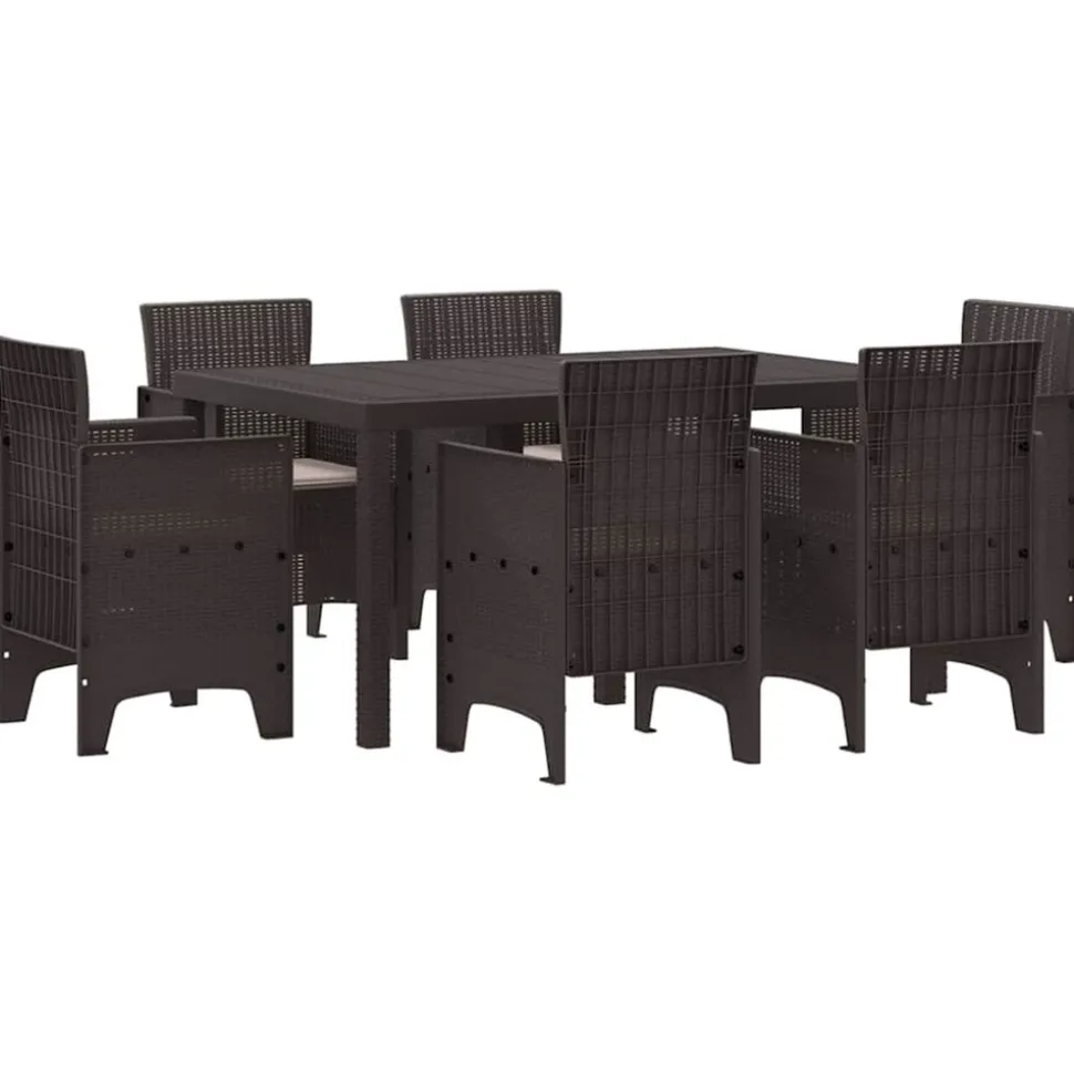 VIDAXL - Ensemble de salle à manger pour jardin 7 pcs marron rattan polt