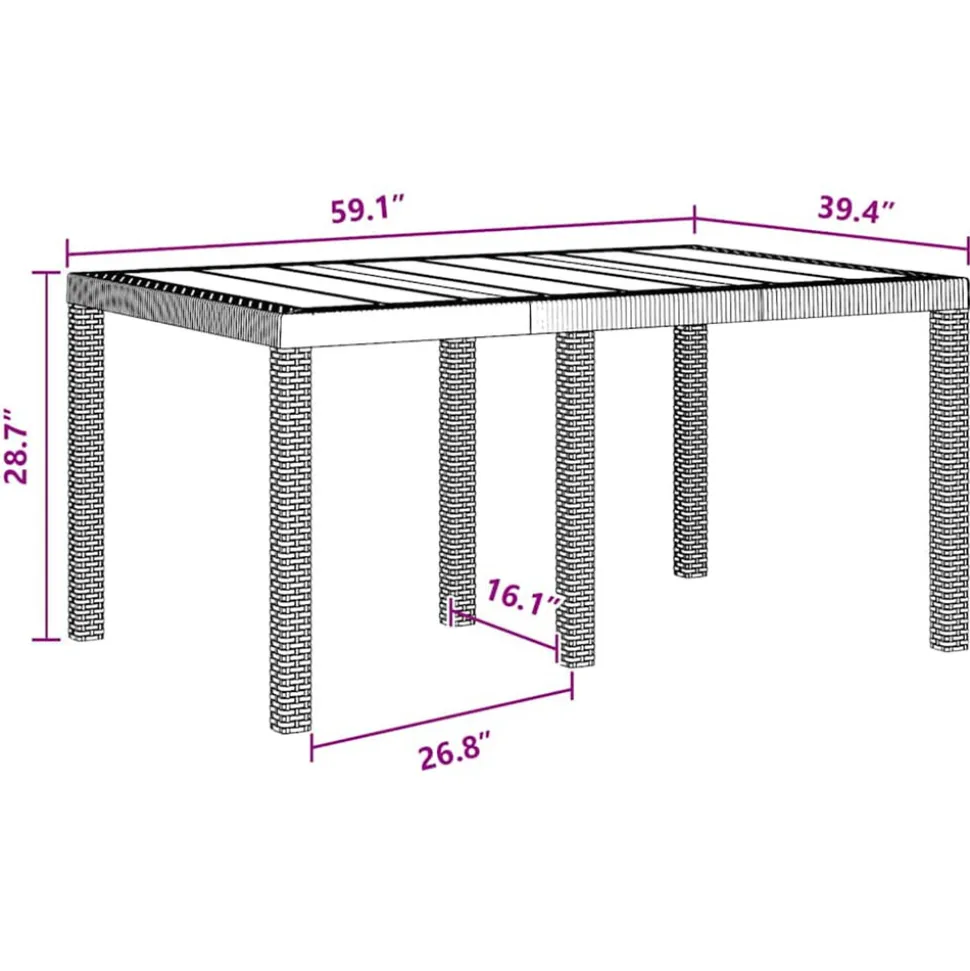 VIDAXL - Ensemble de salle à manger pour jardin 7 pcs marron rattan polt