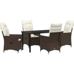 VIDAXL - Ensemble de salle à manger pour jardin 5 pcs marron poly rotin