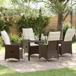 VIDAXL - Ensemble de salle à manger pour jardin 5 pcs marron poly rotin
