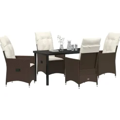 VIDAXL - Ensemble de salle à manger pour jardin 5 pcs marron poly rotin