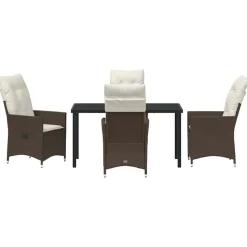 VIDAXL - Ensemble de salle à manger pour jardin 5 pcs marron poly rotin