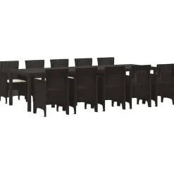 VIDAXL - Ensemble de salle à manger pour jardin 11 pcs marron et crème