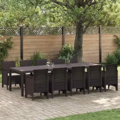 VIDAXL - Ensemble de salle à manger pour jardin 11 pcs marron et crème
