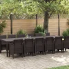 VIDAXL - Ensemble de salle à manger jardin en poly rotin marron vidaxl, 13 pièces, table de jardin marron 200x100x73 cm en poly rotin, t