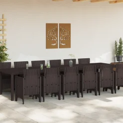 VIDAXL - Ensemble de salle à manger jardin en poly rotin marron vidaxl, 13 pièces, table de jardin marron 200x100x73 cm en poly rotin, t