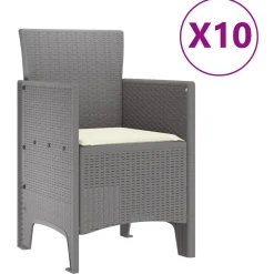 VIDAXL - Ensemble de salle à manger pour jardin avec coussin 11 pcs