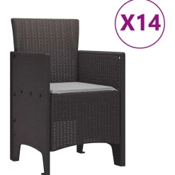 VIDAXL - Ensemble de salle à manger pour jardin 15 pcs marron