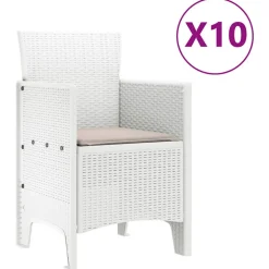 VIDAXL - Ensemble de salle à manger pour jardin 11 pcs blanc et taupe