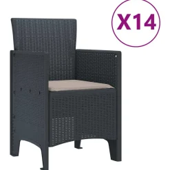 VIDAXL - Ensemble de salle à manger pour jardin 15 pcs anthracite