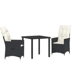 VIDAXL - Ensemble de salle à manger pour jardin 3 pcs noir poly rotin