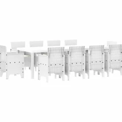 VIDAXL - Ensemble de salle à manger pour jardin 11 pcs blanc rattan polt