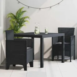 VIDAXL - Ensemble de salle à manger pour jardin 3 pcs anthracite