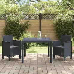 VIDAXL - Ensemble de salle à manger pour jardin 3 pcs anthracite