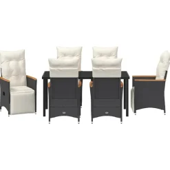 VIDAXL - Ensemble de salle à manger de jardin de 7 pièces avec coussins rattan poly noir