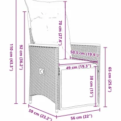 VIDAXL - Ensemble de salle à manger de jardin de 7 pièces avec coussins rattan poly noir