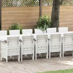VIDAXL - Ensemble de salle à manger pour jardin 17 pcs blanc rattan polt