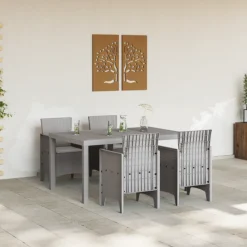 VIDAXL - Ensemble de salle à manger de jardin 5 pièces avec coussins gris clair poly rotin
