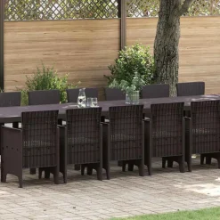VIDAXL - Ensemble de salle à manger pour jardin 17 pcs marron