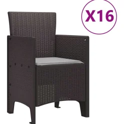 VIDAXL - Ensemble de salle à manger pour jardin 17 pcs marron