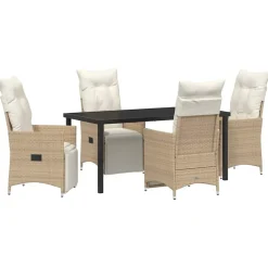 VIDAXL - Ensemble de salle à manger pour jardin 5 pcs beige poly rotin
