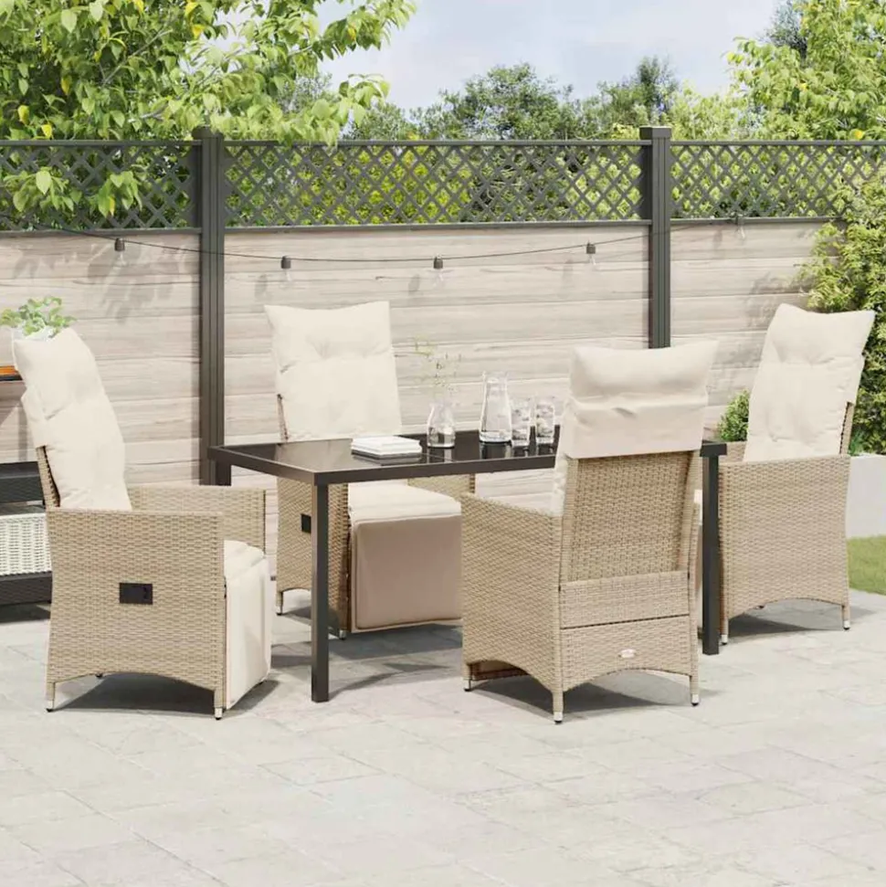 VIDAXL - Ensemble de salle à manger pour jardin 5 pcs beige poly rotin