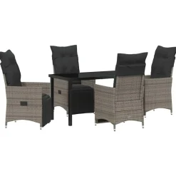 VIDAXL - Ensemble de salle à manger pour jardin 5 pcs gris poly rotin