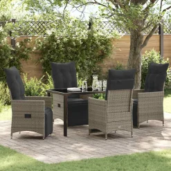 VIDAXL - Ensemble de salle à manger pour jardin 5 pcs gris poly rotin