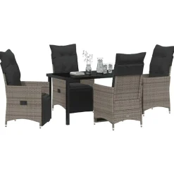 VIDAXL - Ensemble de salle à manger pour jardin 5 pcs gris poly rotin