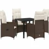 VIDAXL - Ensemble de salle à manger pour jardin 5 pcs marron poly rotin