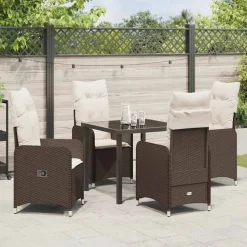 VIDAXL - Ensemble de salle à manger pour jardin 5 pcs marron poly rotin