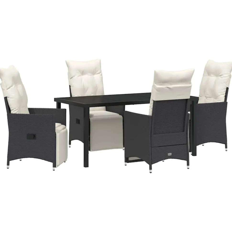 VIDAXL - Ensemble de salle à manger pour jardin 5 pcs noir poly rotin