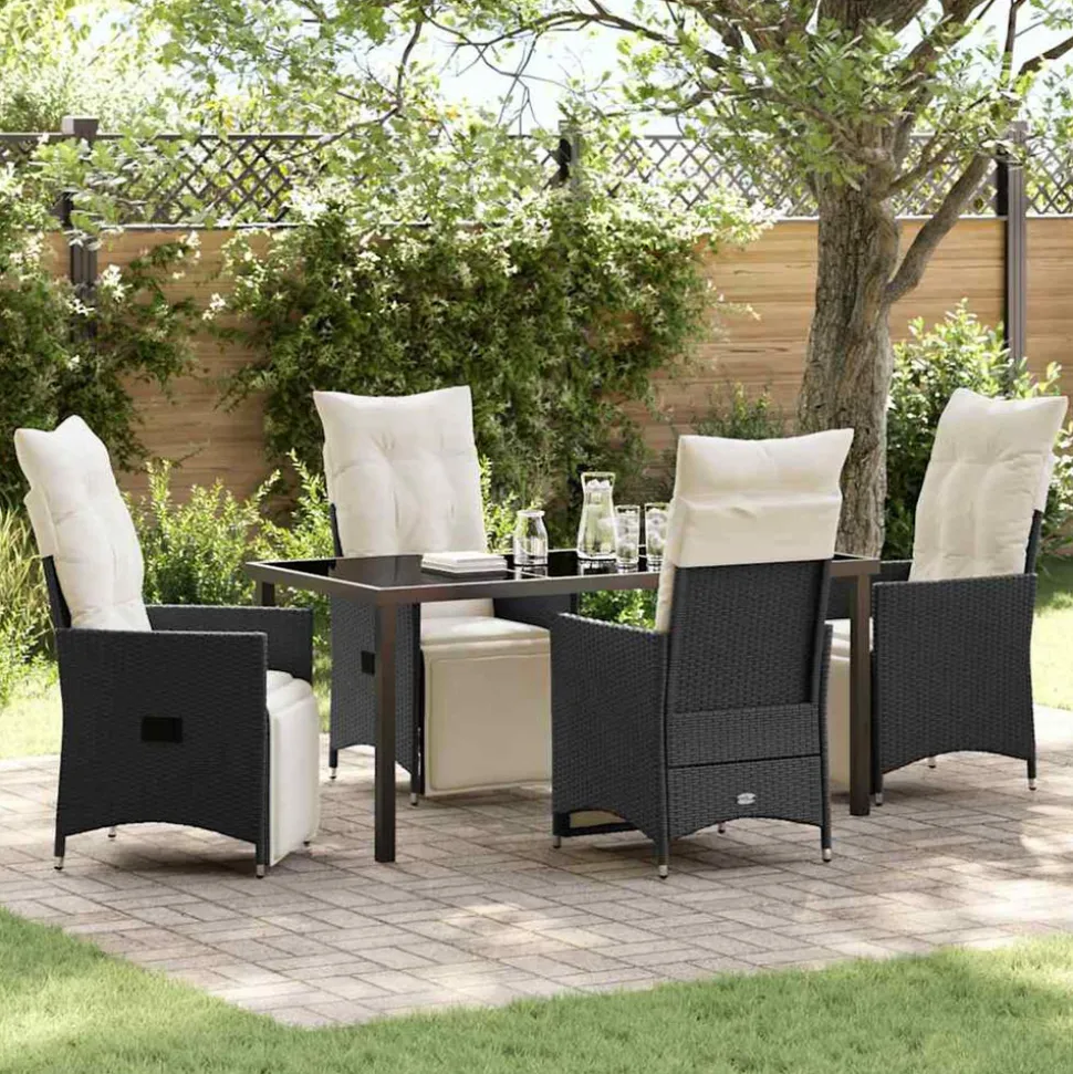 VIDAXL - Ensemble de salle à manger pour jardin 5 pcs noir poly rotin