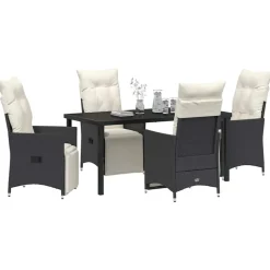 VIDAXL - Ensemble de salle à manger pour jardin 5 pcs noir poly rotin