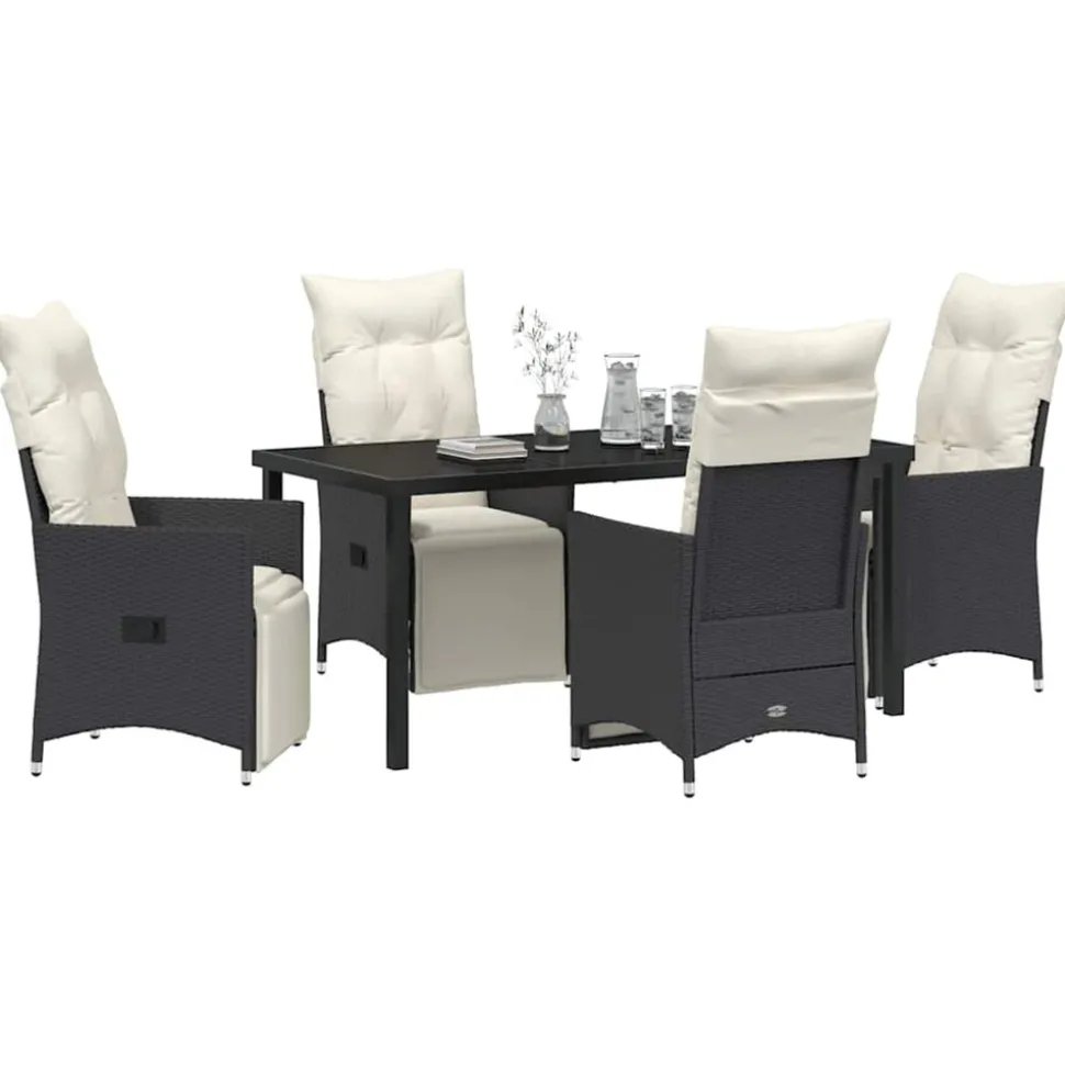 VIDAXL - Ensemble de salle à manger pour jardin 5 pcs noir poly rotin