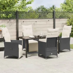 VIDAXL - Ensemble de salle à manger pour jardin 5 pcs noir poly rotin