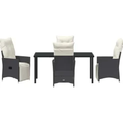 VIDAXL - Ensemble de salle à manger pour jardin 5 pcs noir poly rotin