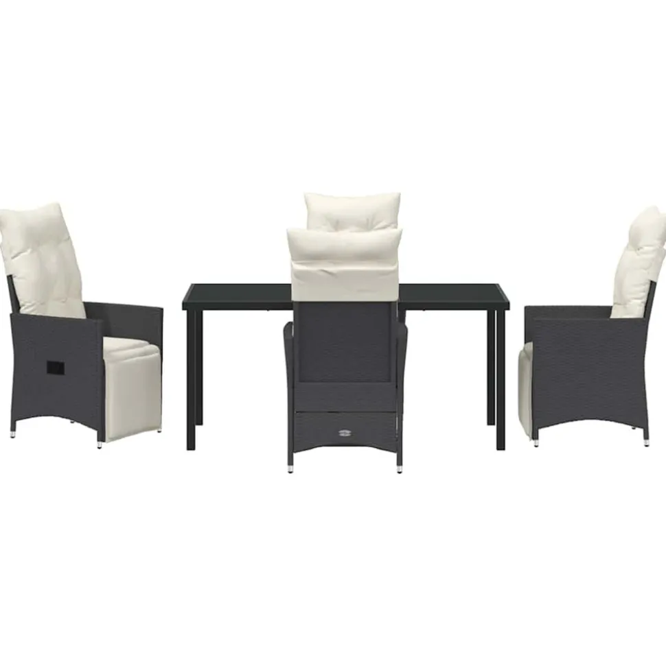 VIDAXL - Ensemble de salle à manger pour jardin 5 pcs noir poly rotin