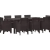 VIDAXL - Ensemble de salle à manger pour jardin 9 pcs marron rattan polt