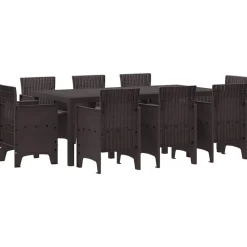 VIDAXL - Ensemble de salle à manger pour jardin 9 pcs marron rattan polt
