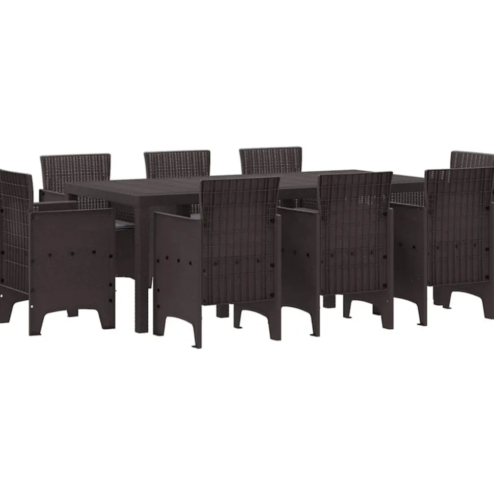VIDAXL - Ensemble de salle à manger pour jardin 9 pcs marron rattan polt