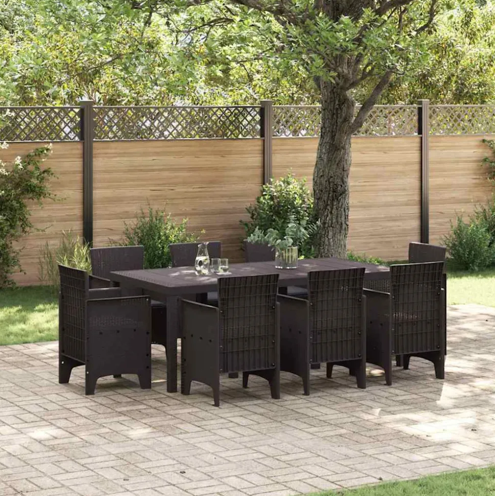 VIDAXL - Ensemble de salle à manger pour jardin 9 pcs marron rattan polt